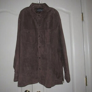 JOHN ASHFORD ADVENTURE Button Front Brown Suede Leather Lined Jacket Size XXL